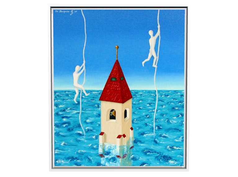 Die Tauchprobe | 1998 | &Ouml;l auf Leinwand | 50 x 60 cm